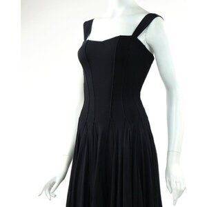 Elana Kattan Sleeveless Knee Length Fit N Flare Paneled Dress Black